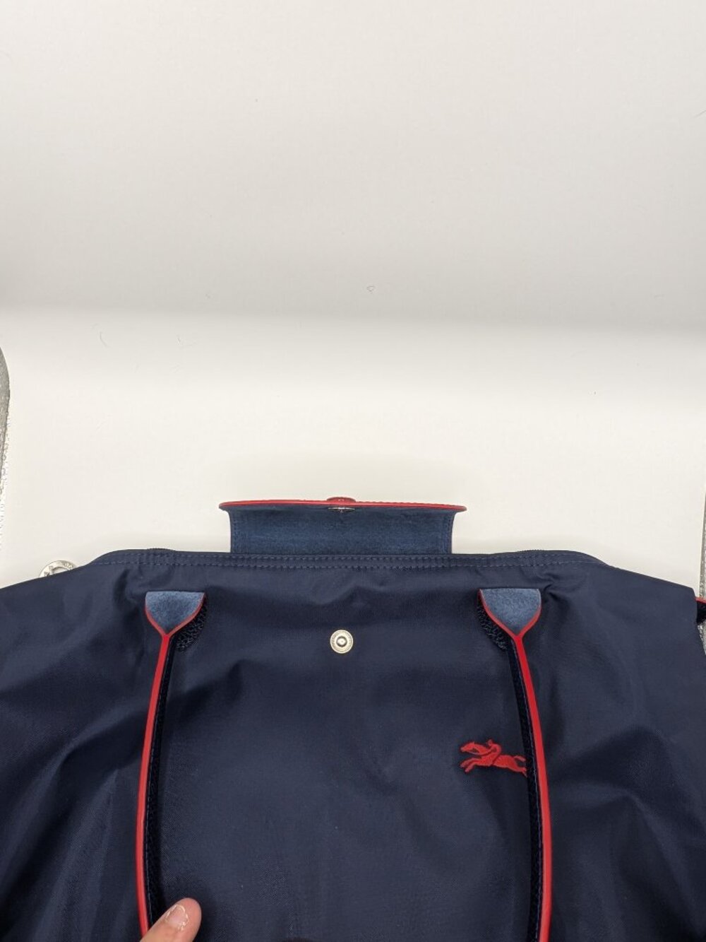 Longchamp Le Pliage Club Tote Navy Blue Short Handle Nylon Bag Authentic S/M - Picture 2 of 8